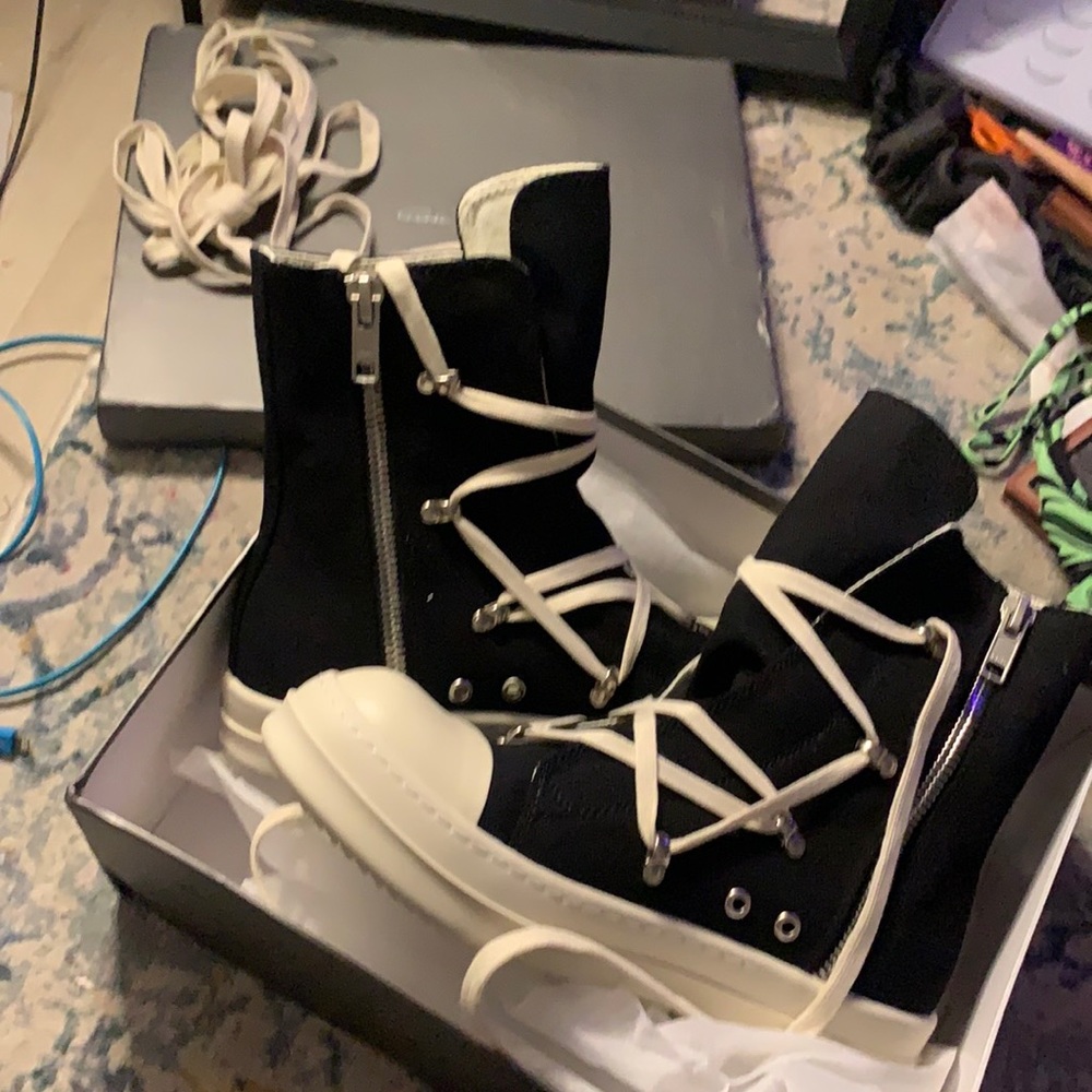 LAYER LACES RICK OWENS BLACK RICK OWENS HIGHTOP